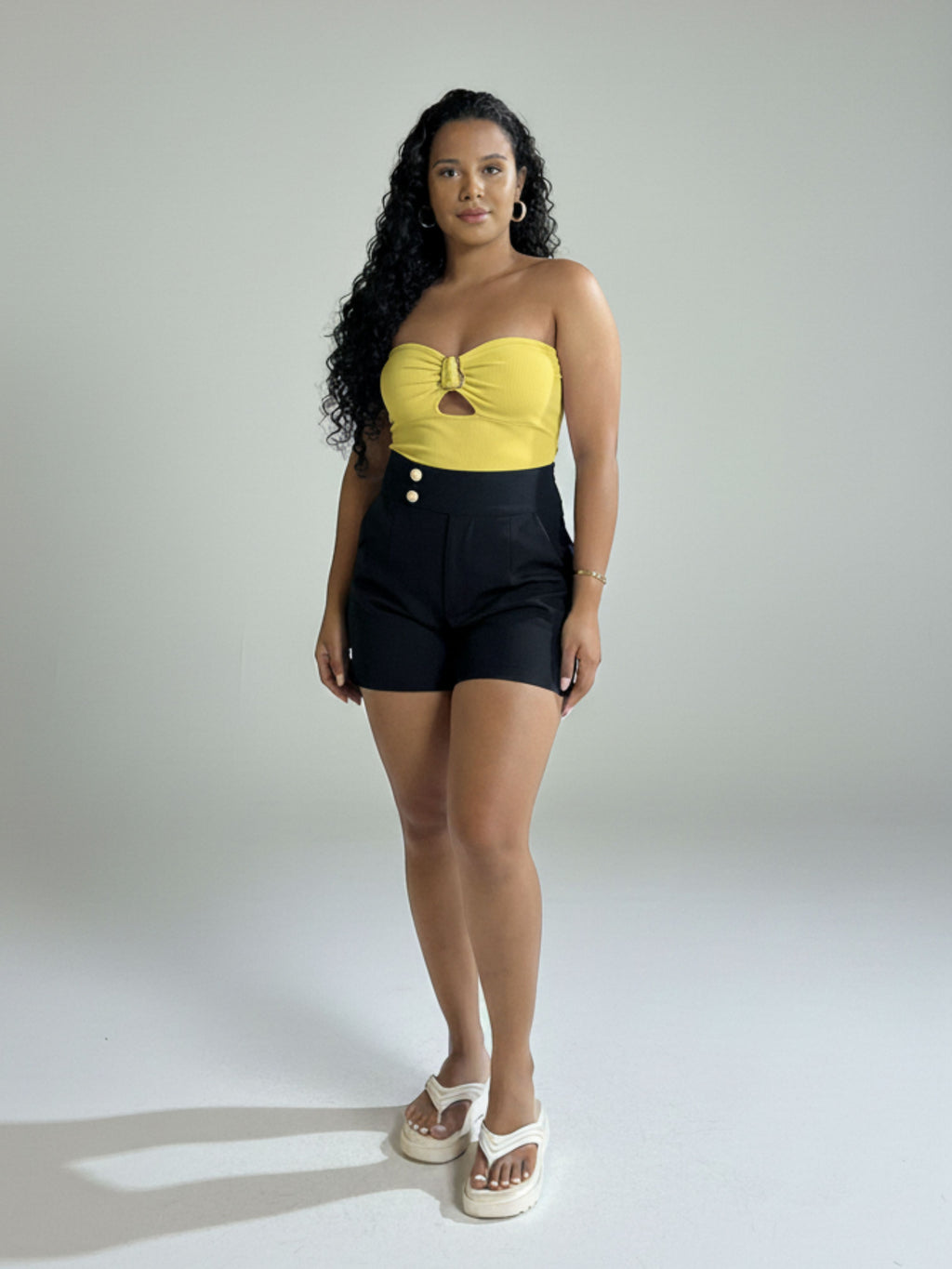 Body Canelado Tomara que caia com Fivela