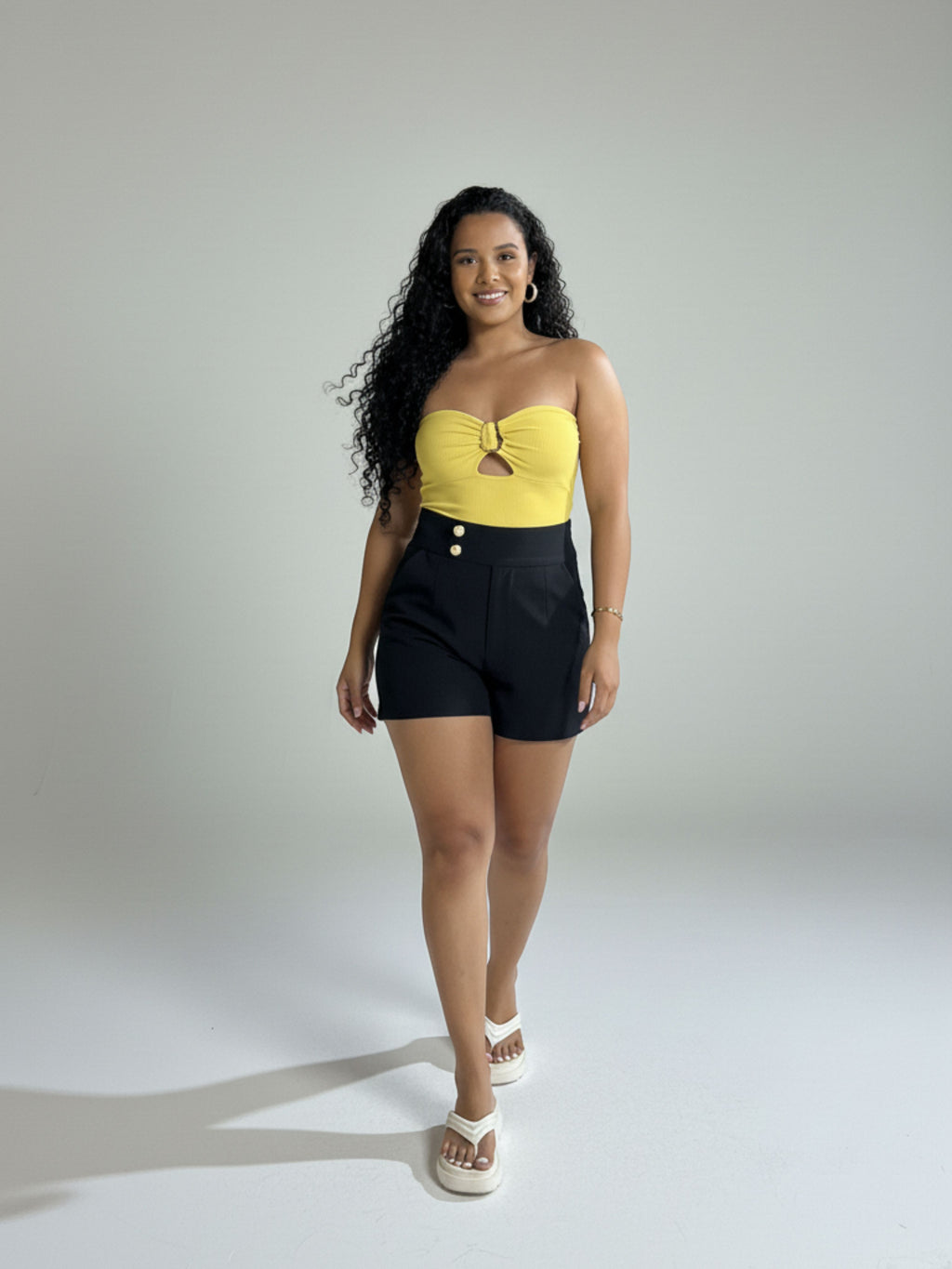 Body Canelado Tomara que caia com Fivela