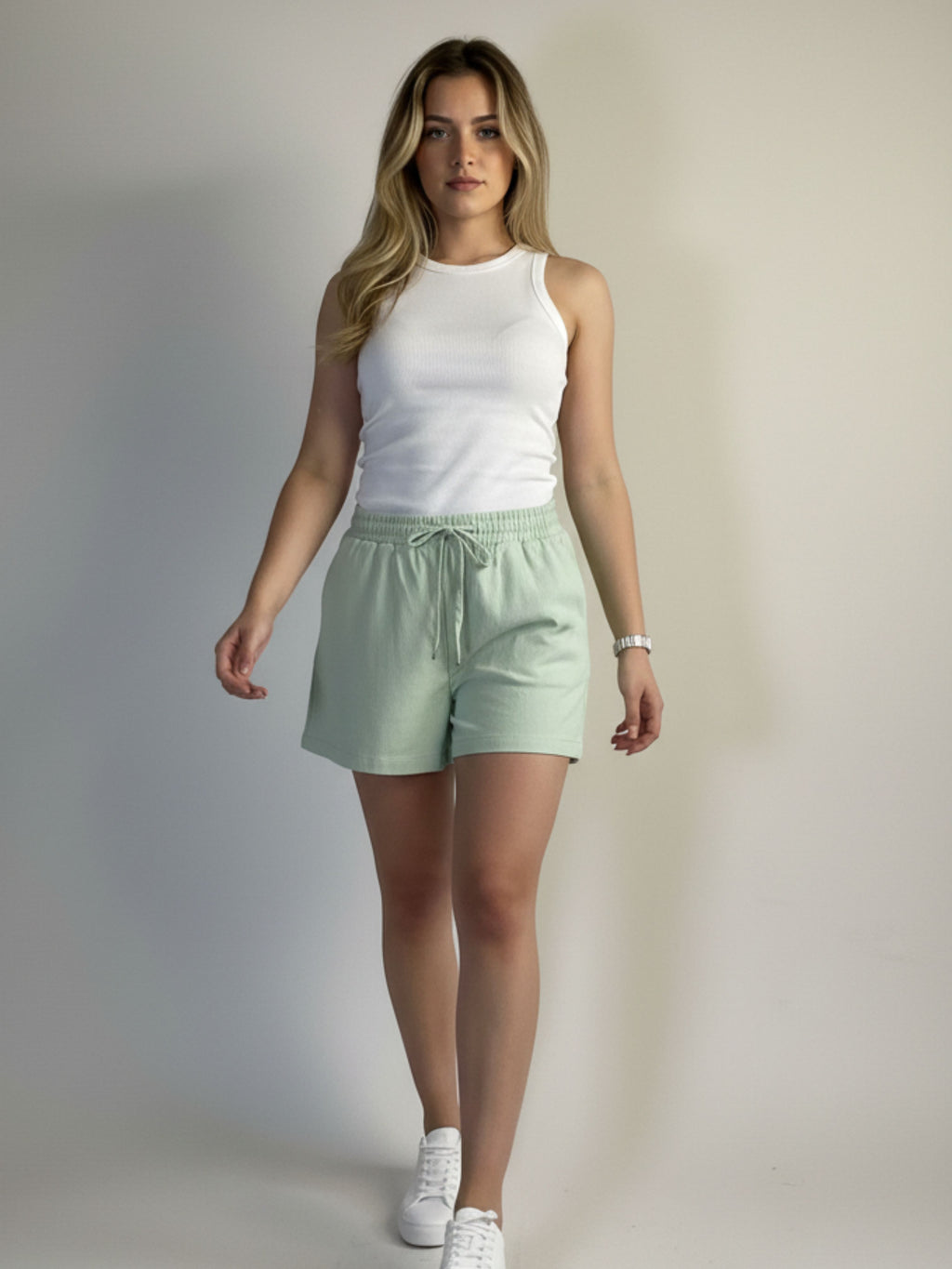 Short de linho Bolso para dentro