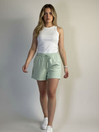 Short de linho Bolso para dentro