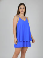 Vestido Decote V com Babado