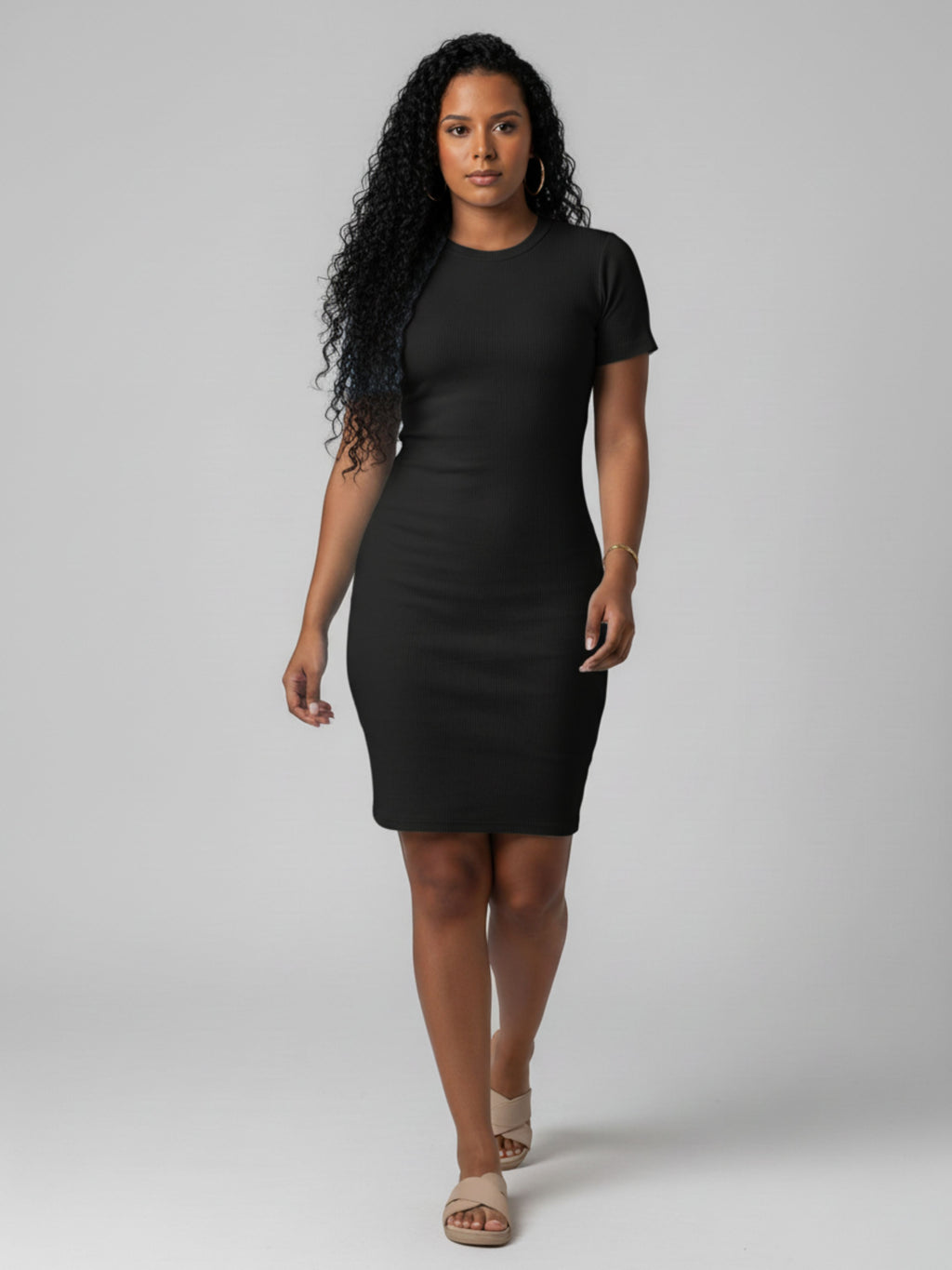 Vestido de manga Canelado