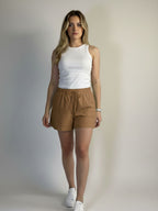 Short de linho Bolso para dentro