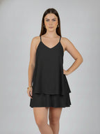 Vestido Decote V com Babado