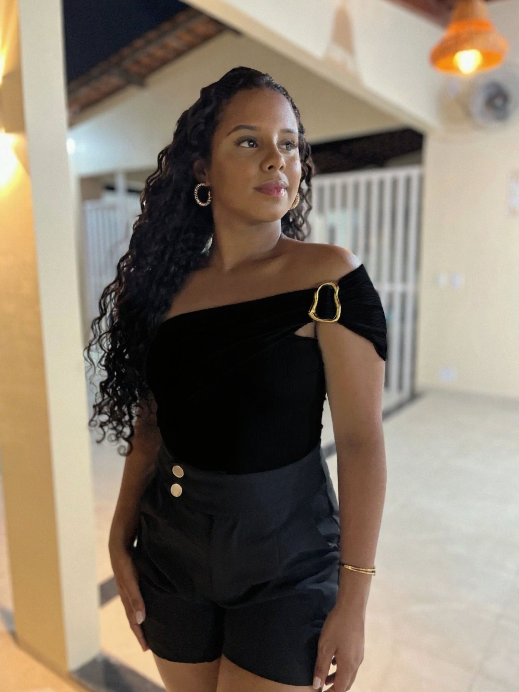 Body ombro só canelado com fivela