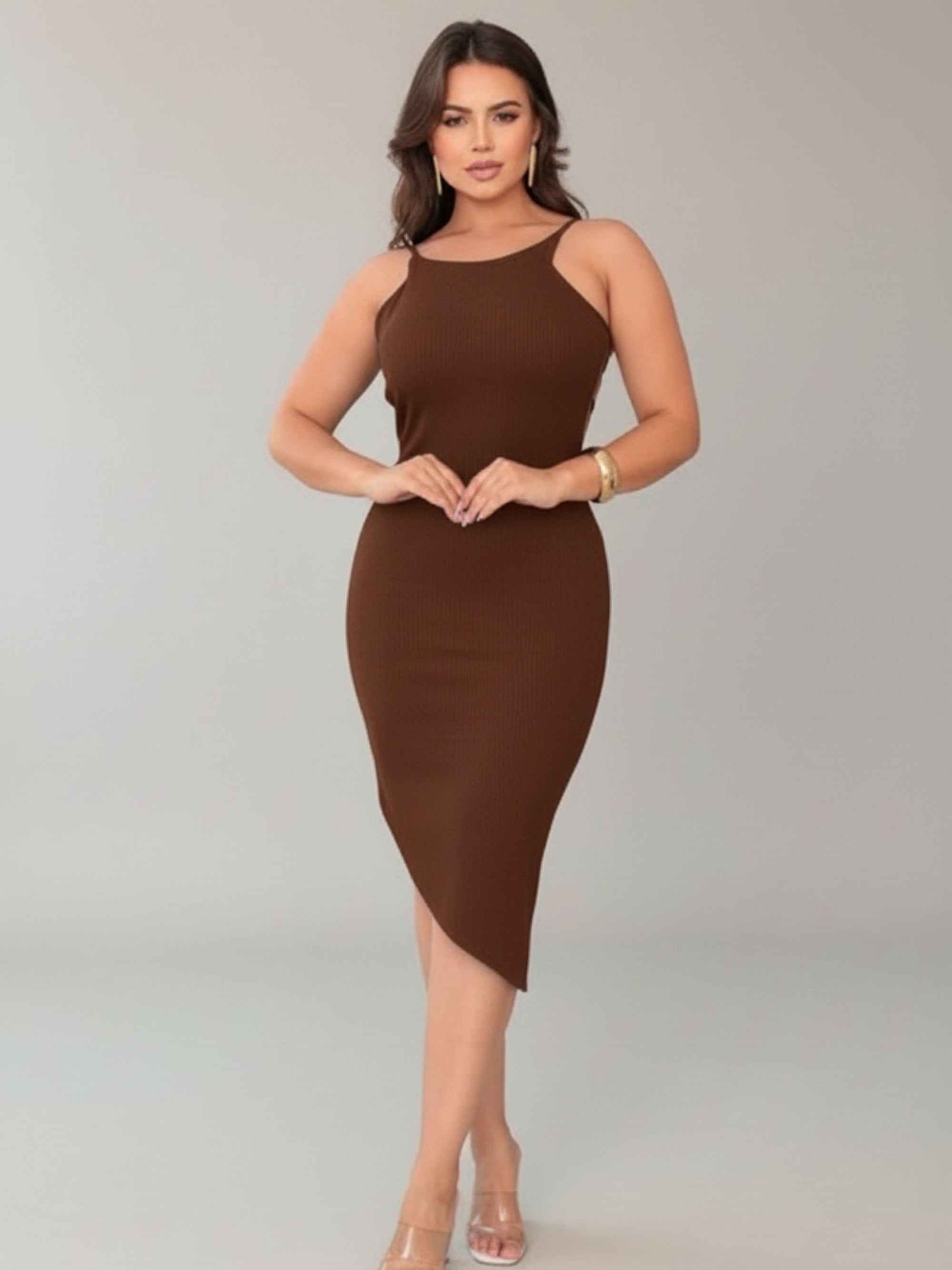 Vestido Canelado Diagonal