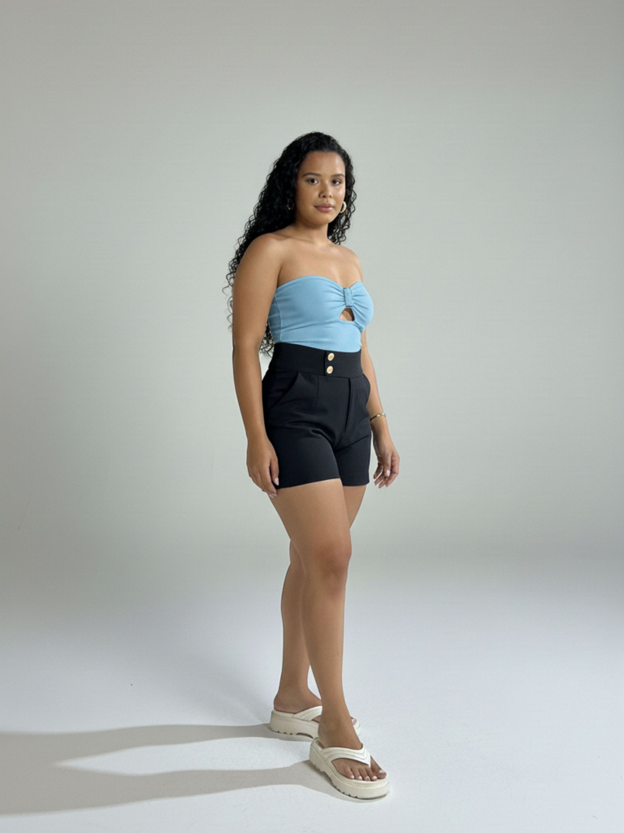 Body Canelado Tomara que caia com Fivela