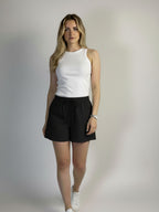 Short de linho Bolso para dentro