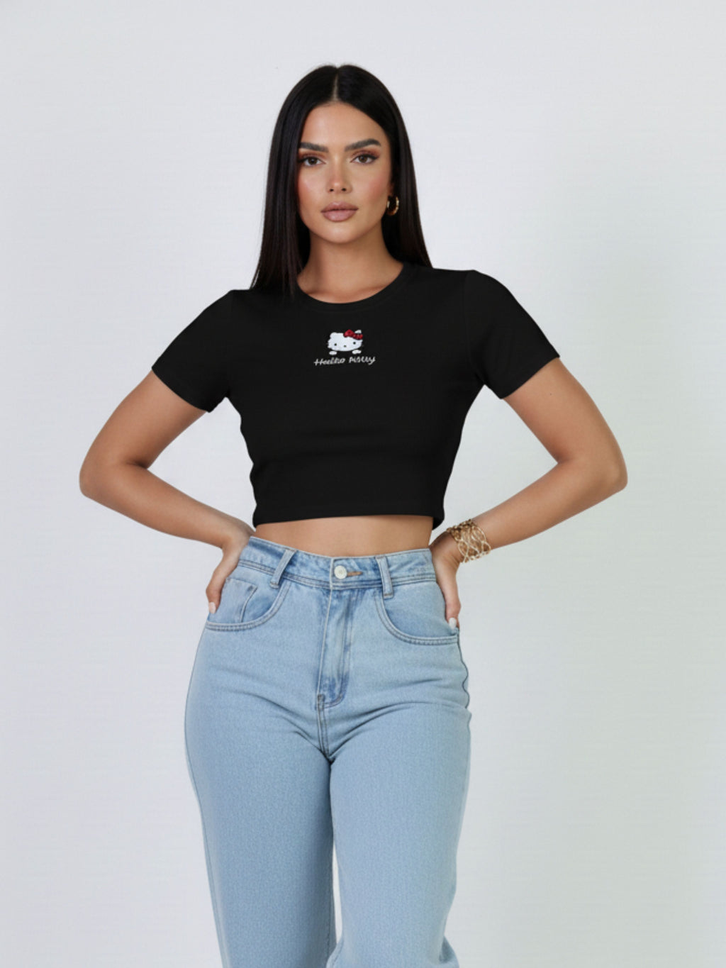 Baby Tee Cropped Hello Kitty