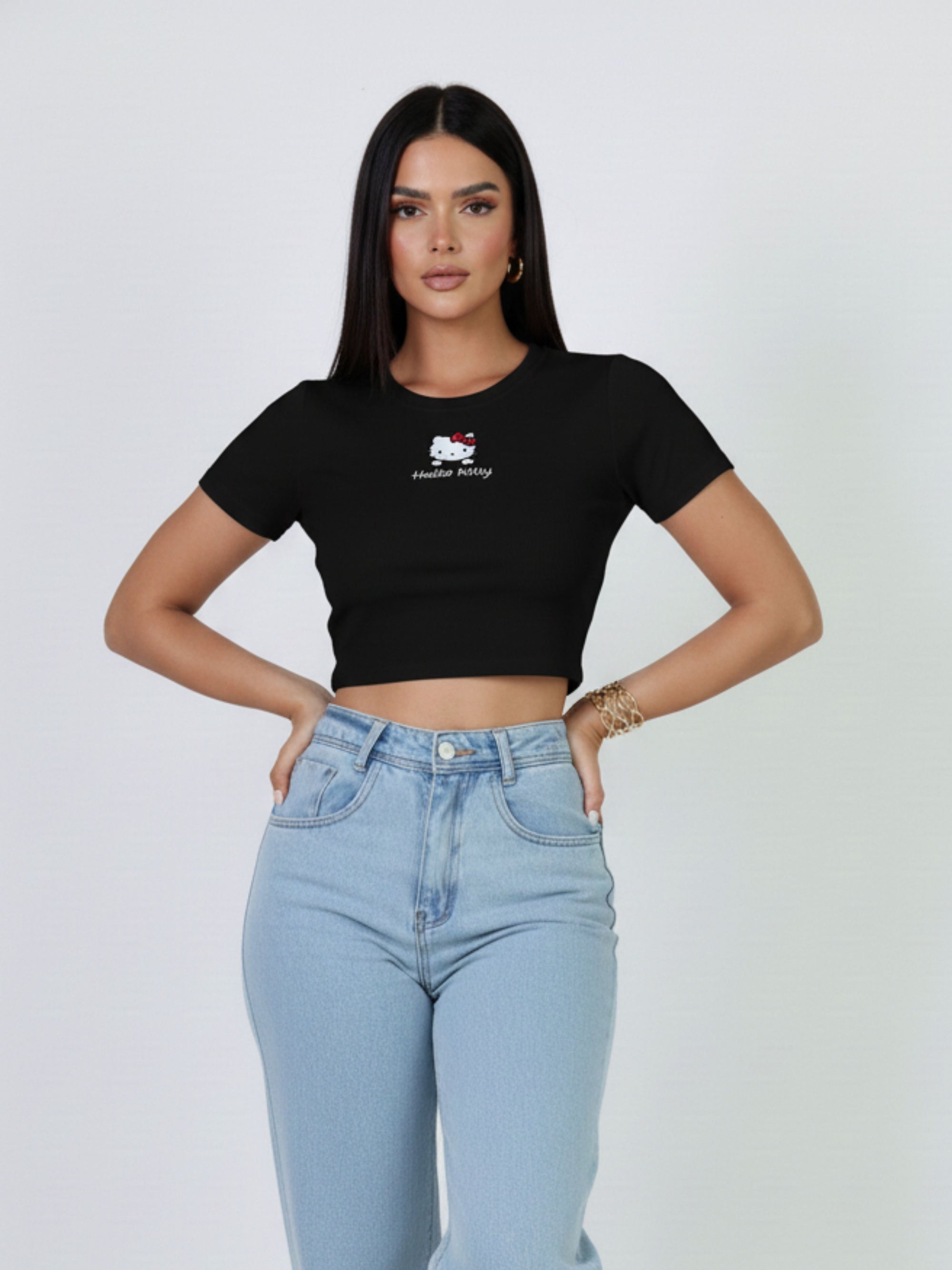 Baby Tee Cropped Hello Kitty