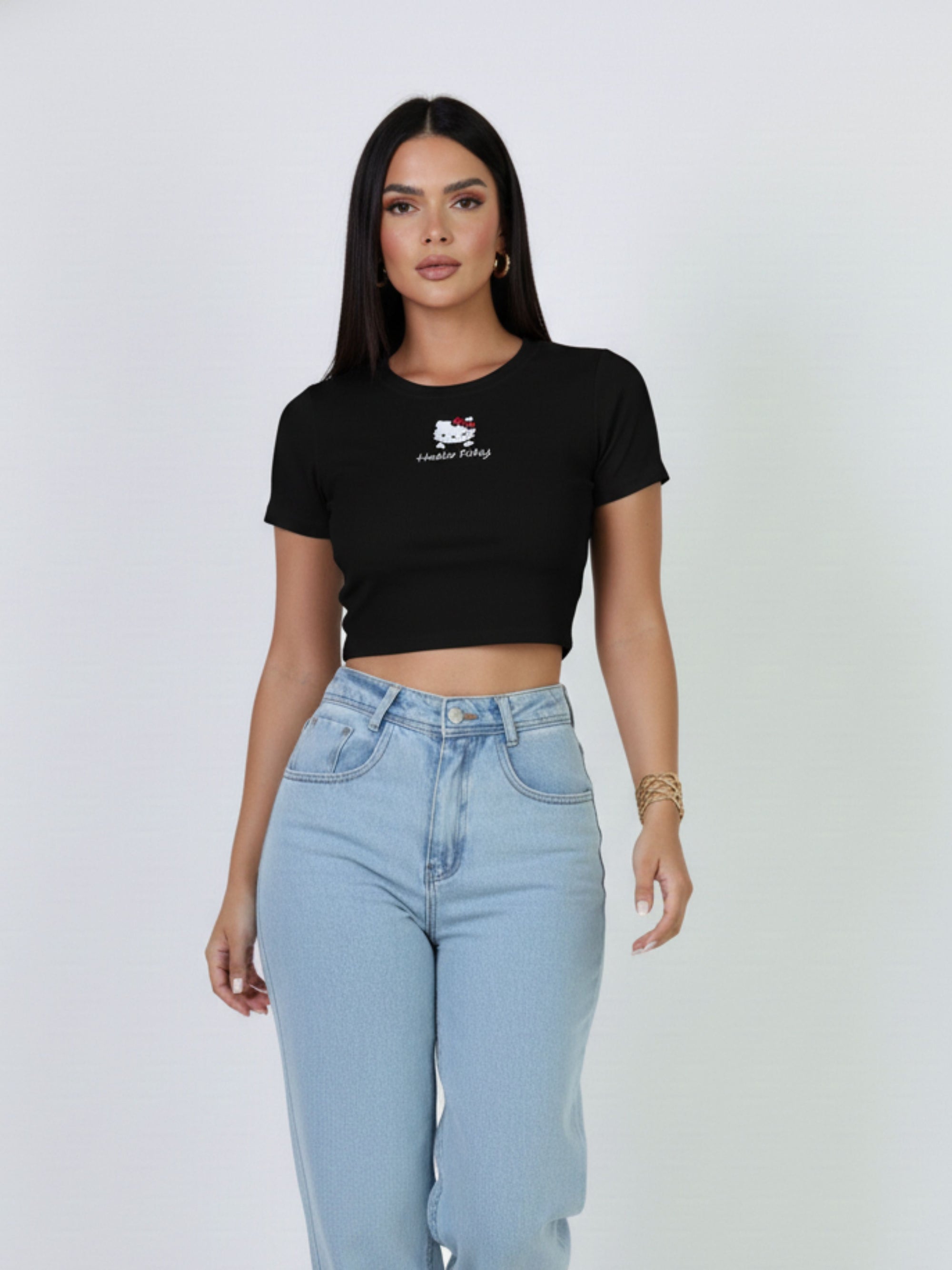 Baby Tee Cropped Hello Kitty